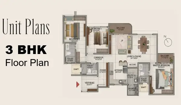 Featured Image of Sattva Hill View 3 BHK Floor Plan